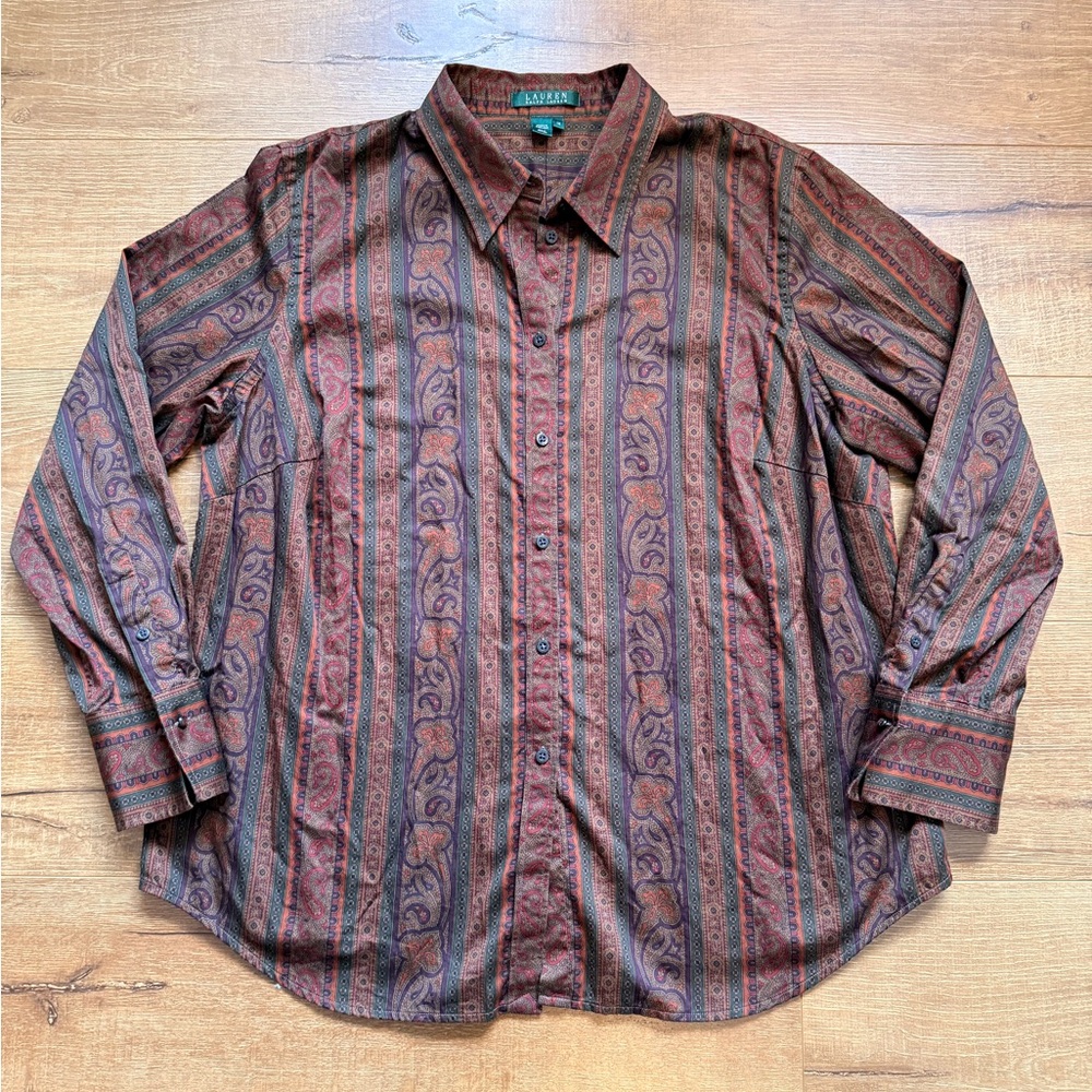 Vintage Lauren Ralph Lauren Paisley Cotton Blouse Shirt